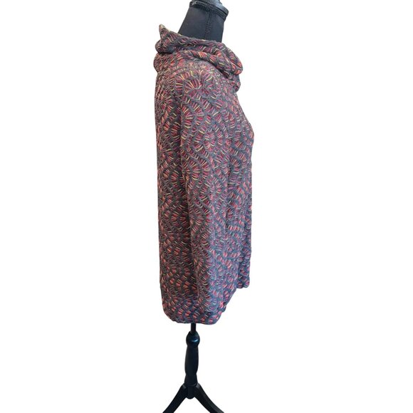 Ali Miles Multicolor Textured Knit Cowl Neck Jersey Sweater Tunic Top S Boho - Picture 3 of 10